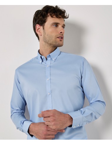 KUS-KK182-Mens Slim Fit Stretch Oxford Shirt Long Sleeve